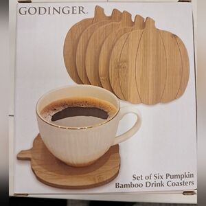 Godinger Pumpkin Bamboo Drink Coasters